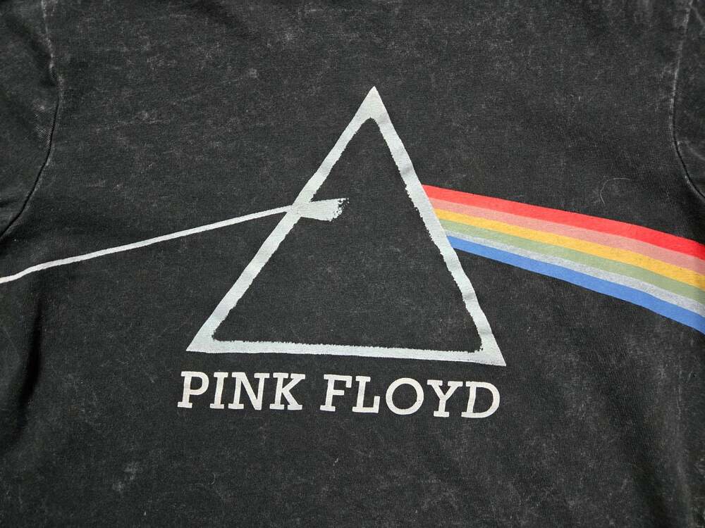 Pink Floyd Dark Side of the Moon Mineral Wash Youth T-Shirt Size XS 4/5 Black